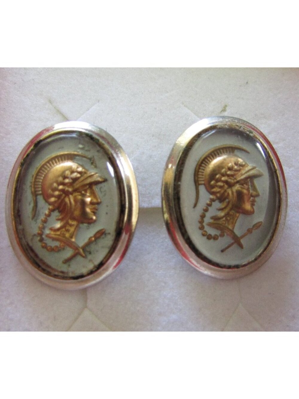 Vintage Roman Soldier Centurion Head Cameo Cufflinks